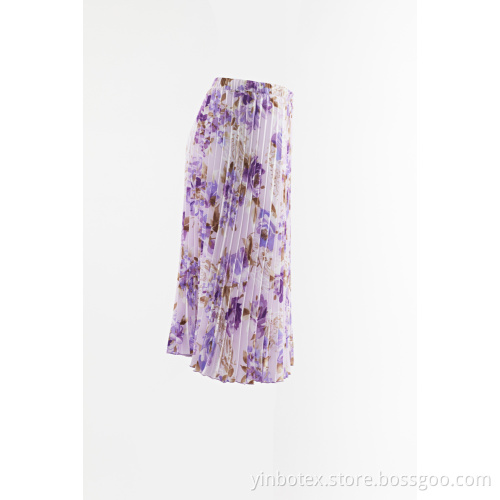 Print woven pleated skirt